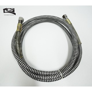 สายน้ำแบบถักเตารีดไอน้ำหม้อต้ม ขนาด 2.5 เมตร (ลายทางดำขาว) ： Stream Iron Hose Size 2.5 metre (ฺBlack and White Color)