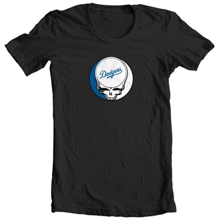 [COD]เสื้อยืดลําลอง แขนสั้น พิมพ์ลาย Mlb Grateful Dead Jerry Garcia Steal Your Face La Dodgers สําหรับผู้ชายS-5XL