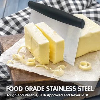 Walfos Stainless Steel Dough Scraper - Multi-Purpose Scraper Chopper with Measurements,for Pastry,Bread Baking