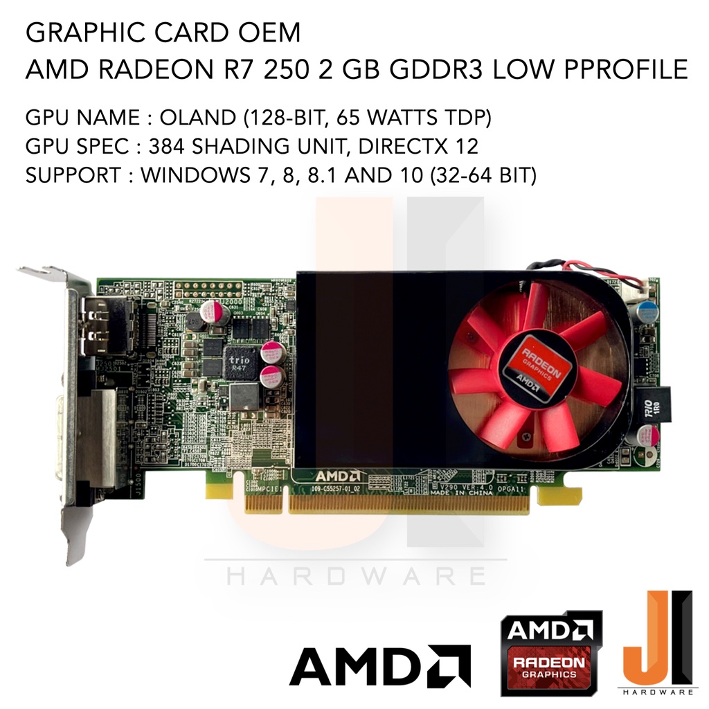 Graphic Card AMD Radeon R7 250 2048MB 128-Bit GDDR3 OEM Low Profile ...