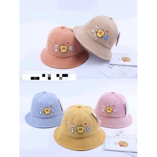 [พร้อมส่ง] หมวก Bucket​ เด็ก หมวกบั​กเก็ต​เด็ก ปักเป็ดเหลืองและพ้องเพื่อน