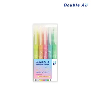 Double A ปากกาเน้นข้อความ ชุด 5 สี สีพาสเทล