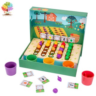 Treeyear Learning Resources Farmers Market Color Sorting Set,Educational Learning Toys for Kid Wooden Board Game, Easter Gifts for Kids