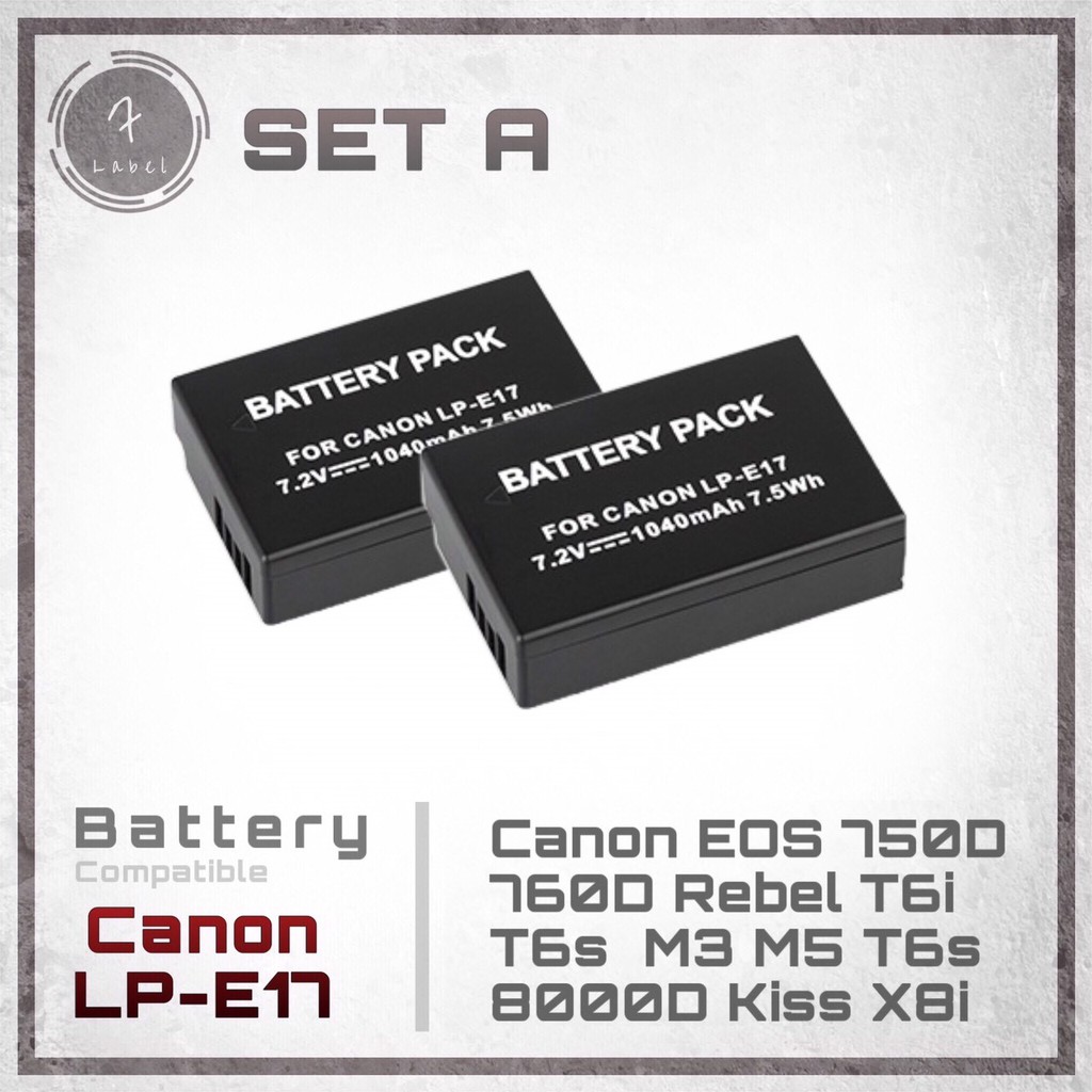 แบตกล้อง Canon LP-E17 + แท่นชาร์จ สำหรับกล้อง Canon EOS RP M3 M5 M6 750D 760D T6I T6S 8000D KISS X8i