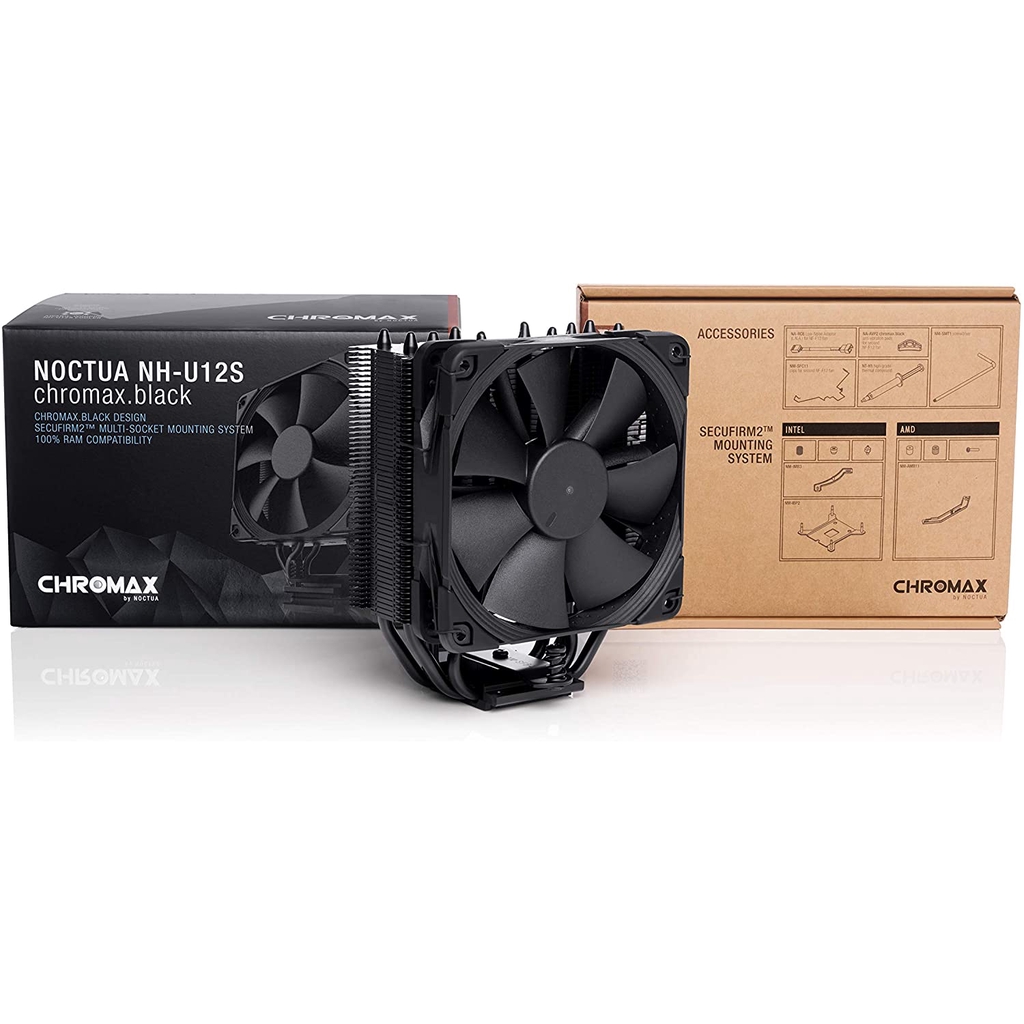 Noctua NH-U12S chromax.Black, 120mm Single-Tower CPU Cooler (Black) #พัดลมซีพียู