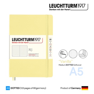 Leuchtturm1917 Medium (A5) "Vanilla" Dotted Softcover Notebook - สมุดโน๊ต Leuchtturm A5 ลายจุด ปกอ่อน สีวนิลา