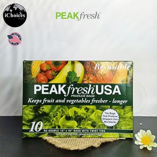 ถุงเก็บผัก ผลไม้ PEAKfresh® USA Produce Bags with Twist Ties Reusable 10 Bags