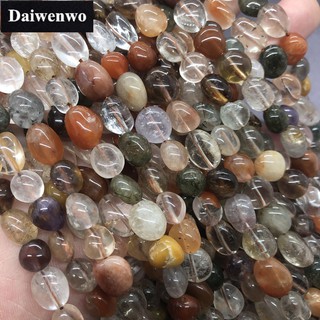 Colorful Hair Quartz Beads ผมลูกปัดควอตซ์ที่มีสีสันธรรมชาติหลวมหินรูปร่างผิดปกติกรวดรูปร่าง DIY