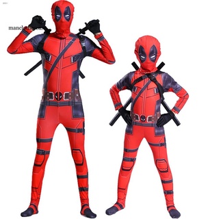 manc halloween deadpool marvel superhero ชุดจัมพ์สูทคอสเพลย์สําหรับเด็กผู้ชาย