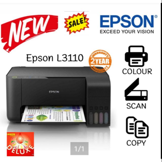 ปริ้นเตอร์ EPSON EcoTank L3110 พร้อมหมึก Premium 4 ขวด