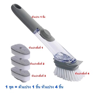 Decontamination wok brush แปรงขัดคราบทำความสะอาด 2 หัว ( 1 กล่อง =  ตัวแปรง 1 ชิ้น + หัวแปรง 4 ชิ้น )