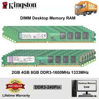 Kingston 2GB 4Gb 8Gb Pc3-12800U 10600U Ddr3/Ddr3L 1333Mhz 1600Mhz 240Pin DIMM แรมหน่วยความจําเดสก์ท็อป