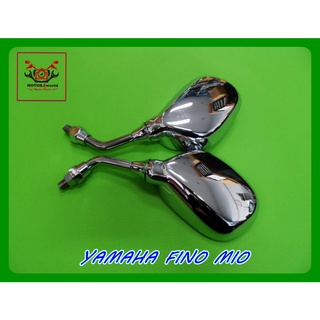 YAMAHA FINO MIO (10mm.) LH&amp;RH MIRROR SET MODEL FRESH  "CHROME" // กระจกมองข้าง ย่อ ชุบโครเมี่ยม YAMAHA FINO MIO