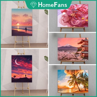 【HF】ภาพจิตรกรรมสีน้ํามันบนผ้าใบ Diy รูปภูมิทัศน์สําหรับตกแต่งบ้าน 40x50ซม.