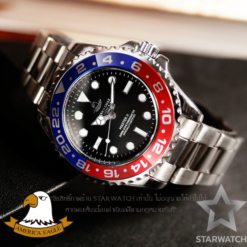 GRAND EAGLE นาฬิกาข้อมือผู้ชาย สายสแตนเลส รุ่น AE8007G - SILVER/BLACK/BLUERED