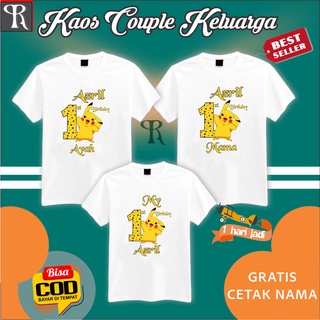 เสื้อยืดพิมพ์ลายเสื้อยืดเสื้อยืด พิมพ์ลาย COUPLE สําหรับครอบครัว | เสื้อยืด พิมพ์ลาย POKEMON Them PIKACHU กําหนดเอง สําห