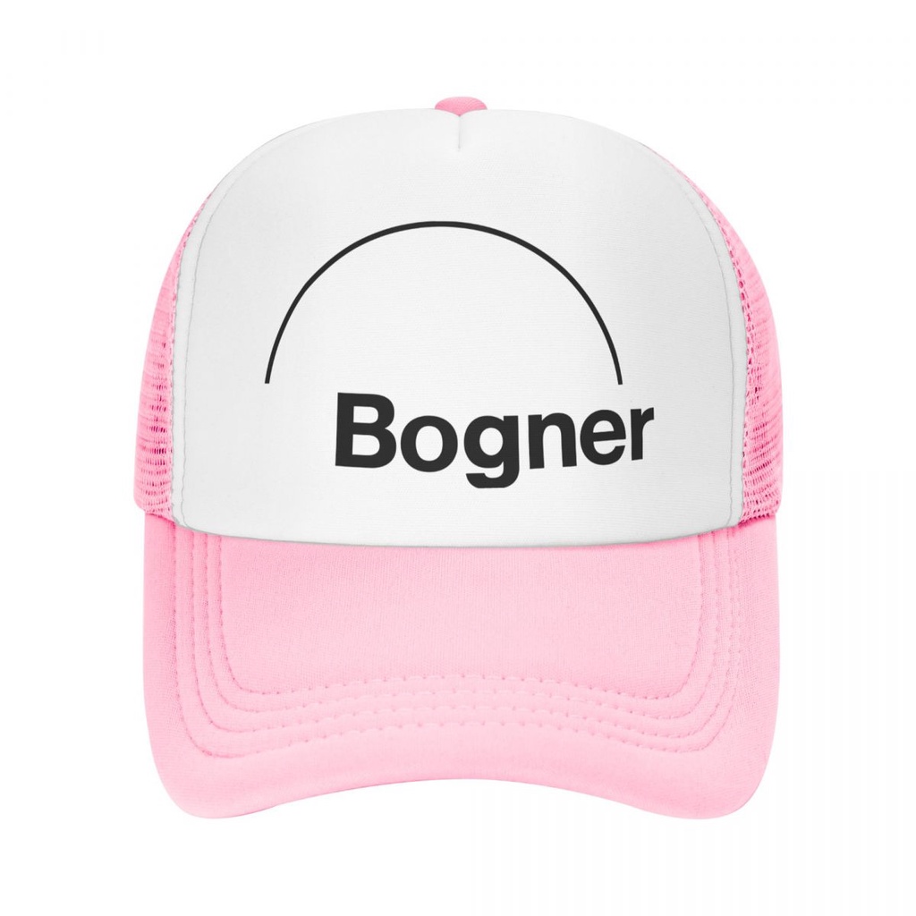 Bogner โลโก้ผู้ใหญ่ตารางสุทธิหมวก Trucker ผู้ชายผู้หญิงแบน Brim เบสบอลหมวก High-Stiff ตาข่ายปรับ Uni