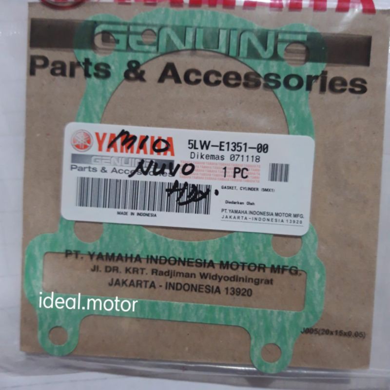 ปะเก็นกระบอก Yamaha Mio Nouvo ดั้งเดิม 5LW E1351 00