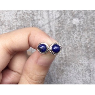 ต่างหูพลอยลาพิสลาซูลีแท้ เงินแท้ 92.5% Lapis Lazuli Earring Stud