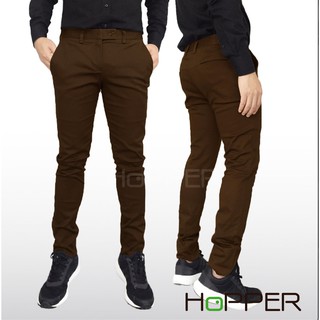 กางเกงสแล็ค Hopper Progress ผ้ายืด Skinny(เดฟ)น้ำตาลช็อคโกแลต