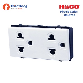 Haco เต้ารับกราวด์คู่ ปลั๊ก 3 ขา 16A 250V รุ่น Miracle A8-E233