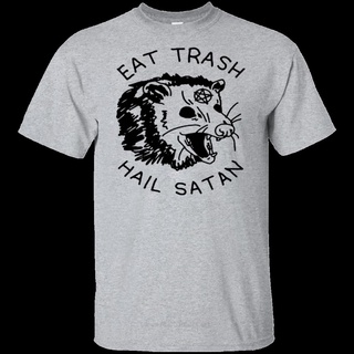 เสื้อยืดวินเทจเสื้อยืด ผ้าฝ้าย พิมพ์ลาย Eat Trash Hail Satan Possum แฟชั่นฤดูร้อน สําหรับผู้ชายS-5XL