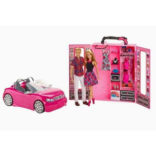 **กล่องชำรุด**  Barbie Dress Up and Go Includes Ultimate Closet, Glam Convertible and Barbie &amp; Ken Dolls Big Box Set