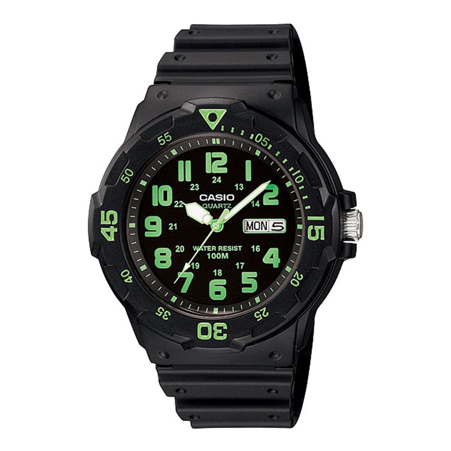 Casio Standard นาฬิกาข้อมือผู้ชาย สายเรซิน รุ่น MRW-200,MRW-200H,MRW-200H-3B - สีดำ