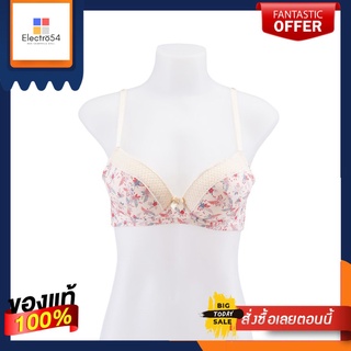 เสื้อชั้นในดันทรงผ้าลูกไม้พิมพ์ลาย สีเบจ ไซส์ 36B PUSH UP LACE BRA BEIGE COLOR SIZE 36B