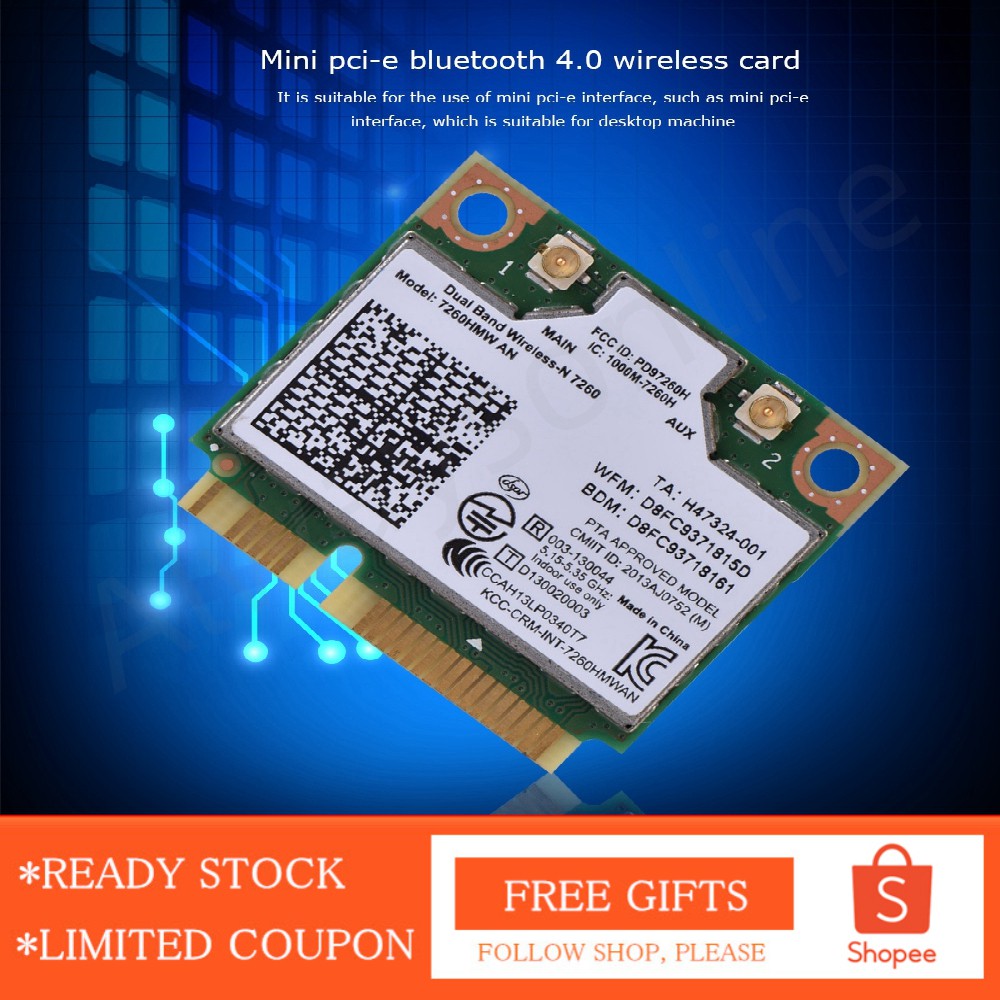 [ผู้ขายแนะนํา] Intel 7260AN 7260HMW PCI-E 300M การ์ด WiFi ไร้สาย Bluetooth