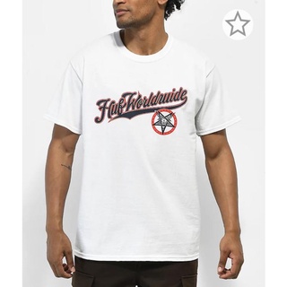Huf เสื้อยืดแขนสั้นลําลอง ทรงหลวม สีขาว สําหรับผู้ชาย และผู้หญิง