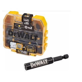 DEWALT ชุดดอกไขควง FLEXTORQ 25 ชิ้น + ปลอกแม่เหล็ก PH2 x3, PZ2 x3, T10 x2, T15, T20 x3, T25 x3, รุ่น DT71910-QZ