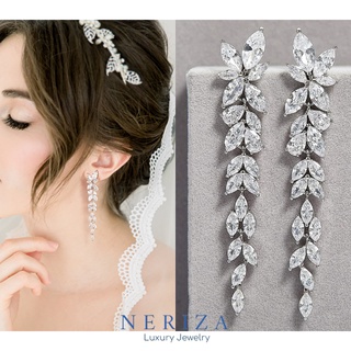 Neriza Jewelry/ ต่างหูระย้าออกงานเพชรสังเคราะห์ ประกายเทียบเท่าเพชรแท้ NE118