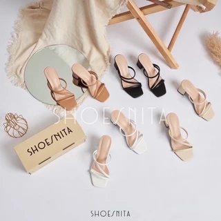 รองเท้าส้นสูง 2.5 นิ้ว หนังนิ่ม 3 เส้น (งานคุณภาพ) ใส่สวย หรู ดูแพง SHOESNITA* พร้อมส่ง
