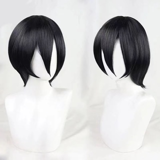 Misscoo Attack on Titan Mikasa Ackerman Short Bob วิกผมสังเคราะห์ ทนความร้อน สีดํา สําหรับคอสเพลย์