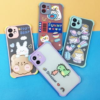 : พร้อมส่ง!! vivo y12/17/y20 เคสกันกระแทกกันกล้อง เคสกันเลนส์กล้อง หลังขุ่น การ์ตูนน่ารัก ขอบสี เคสแฟชั่น