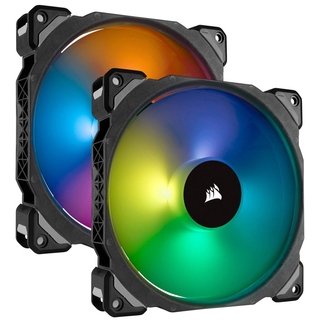 CORSAIR ML140 PRO RGB LED Magnetic Levitation Fan — Twin Fan Pack with Lighting Node PRO