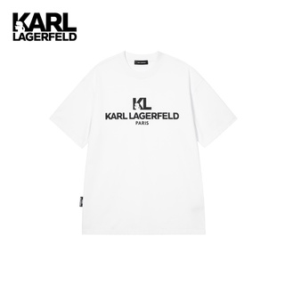 [S-5XL]เสื้อยืดแขนสั้นลําลอง ผ้าฝ้าย พิมพ์ลายกราฟฟิค KARL LAGERFELD สวมใส่สบาย