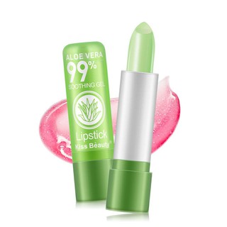 Aloe Vera 99% Lipstick แบบหมุน ลิปสติกสีว่านหางจระเข้เปลี่ยนสีลิปสติกความชุ่มชื้น