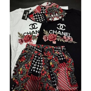 Set3pcs. เสื้อยืด ผ้าคัตตอน+กางเกง ขายาวบาน+หมวก Bucket