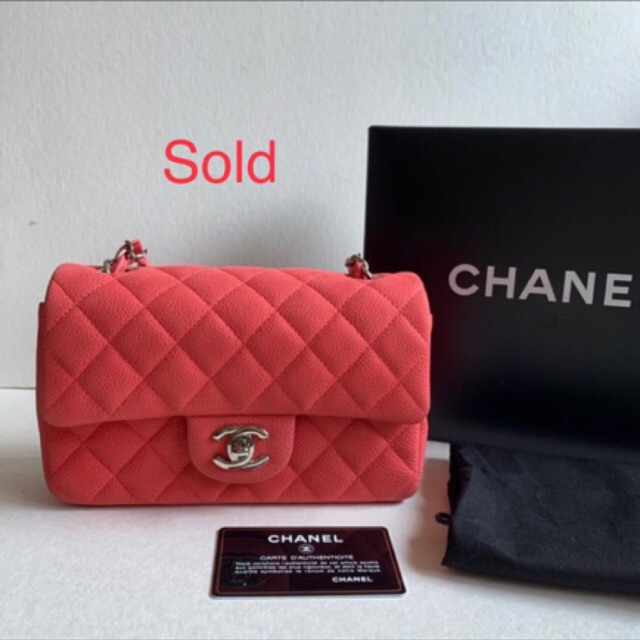 กระเป๋า Chanel mini8” suede cavier holo17 สี Salmon  (ขายแล้ว)