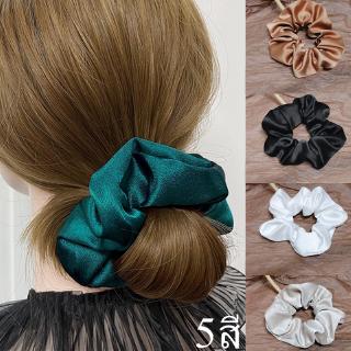 CICI ยางมัดผม โดนัท ยางรัดผมโดนัท ยางมัดผมโดนัท Elastic Vintage Donut Hair Band Satin Solid Color Hair Rope