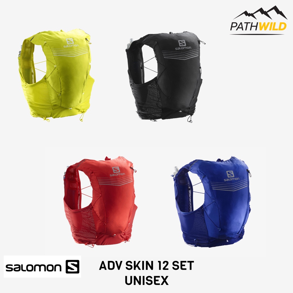 เป้น้ำสำหรับวิ่ง SALOMON ADV SKIN 12 SET เหมาะกับระยะไกล แนบกระชับ มีจุดเก็บ Trekking Pole ทั้งด้านห