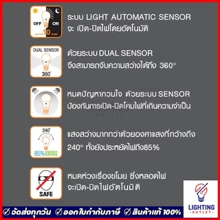 Lamptan หลอดไฟเซ็นเซอร์ เปิด-ปิดอัตโนมัติ 7วัตต์ /10วัตต์ ระบบตรวจจับแสงสว่าง LED Light Sensor 7W/10W