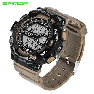 SANDA Brand Mens Sports Watches Outdoor Camping Army Watch For Men Alarm Chronograph Digital Clock Waterproof Erkek Kol