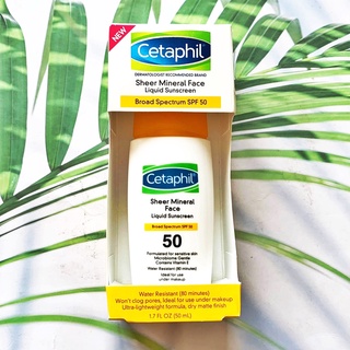 29% OFF Sale!! EXP: 05/2023 (Cetaphil®) Sheer Mineral Face Liquid SPF 50, 50ml เซตาฟิล ครีมกันแดดชนิดน้ำ สำหรับผิวหน้า