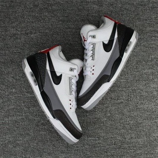 【ขาย】2018 Air Jordan 3 Tinker NRG White Fire Red Cement Grey-Black