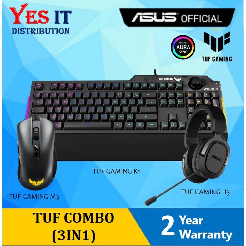 ASUS TUF Gaming Gear Combo ( TUF Gaming Keyboard K1 / TUF Gaming Mouse M3 / TUF Gaming Headset H3 )