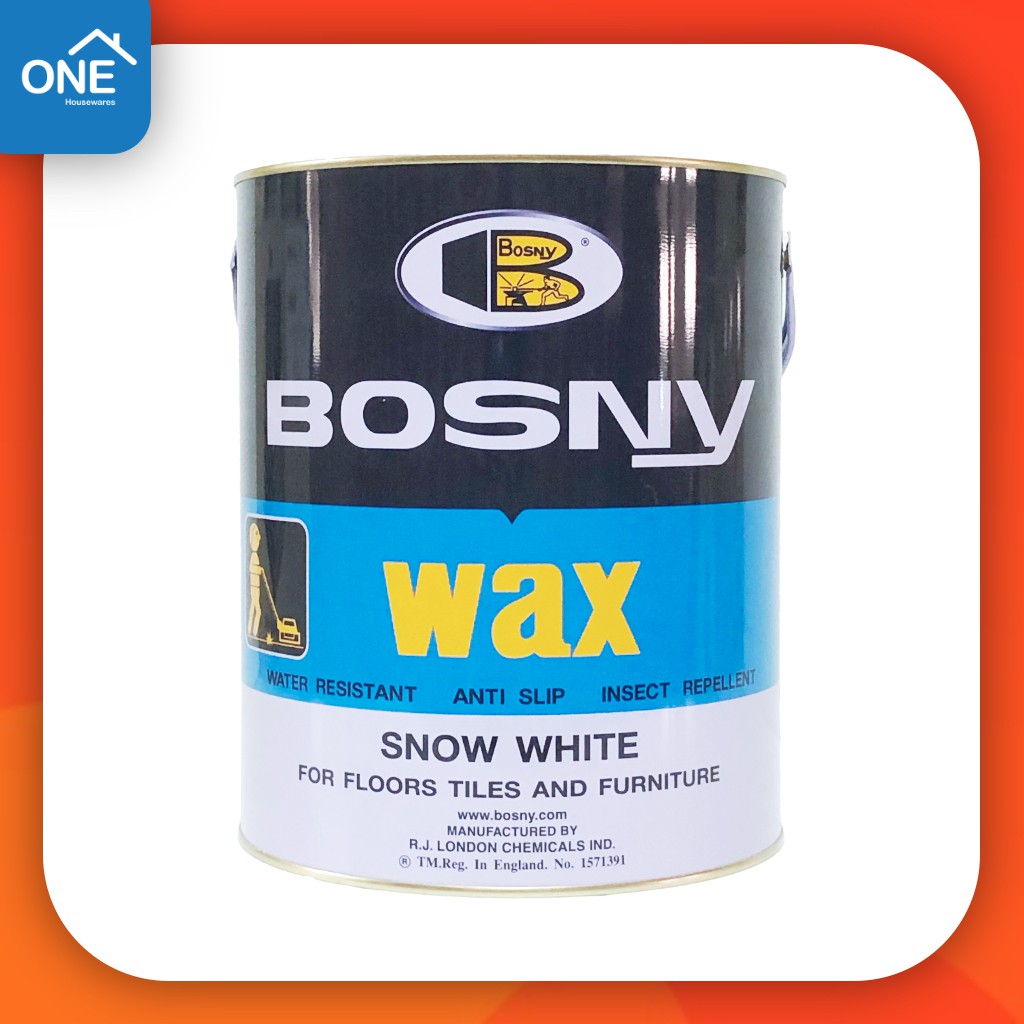 แว๊กซ์ขัดพื้น BOSNY WAX ขนาด 3.2 กก. SNOW WHITE บอสนี่ ขี้ผึ้งขัดพื้น ขัดพื้นไม้ ขัดเงา กันน้ำ ขนาด 3.2 กก.