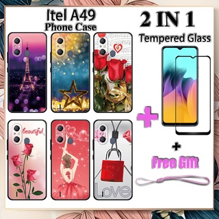 เคสโทรศัพท์ 2 IN 1 Itel A49 พร้อมฟิล์มกระจกนิรภัย โรแมนติก